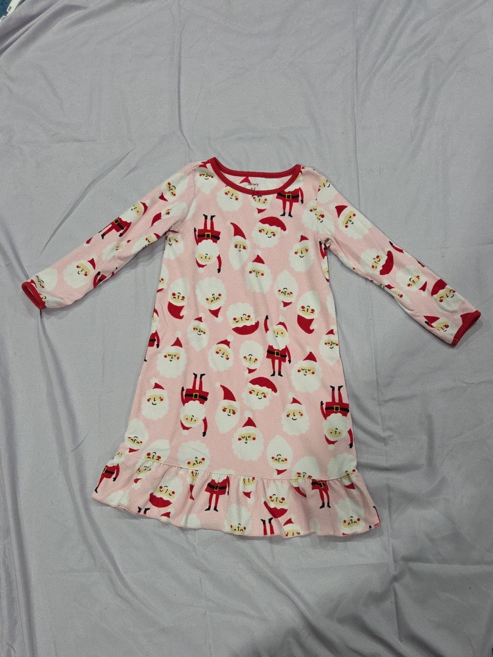 Carter's Pink Santa Print Girls' Nightgown, Size 4-5
